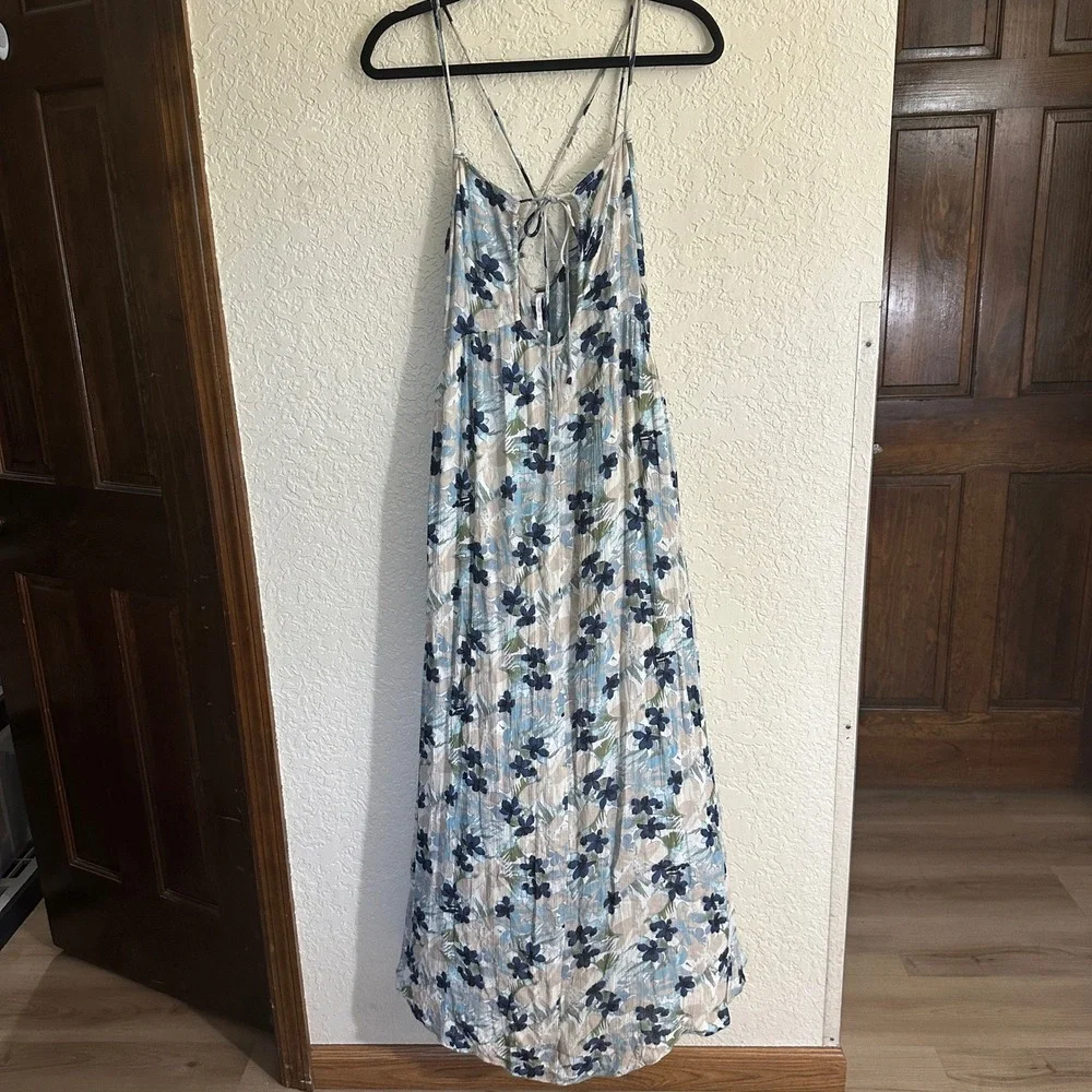 FREE PEOPLE BLUE MULBERRY KEYHOLE MAXI DRESS XTRA SMALL BOHO STRAPPY - Picture 4 of 15